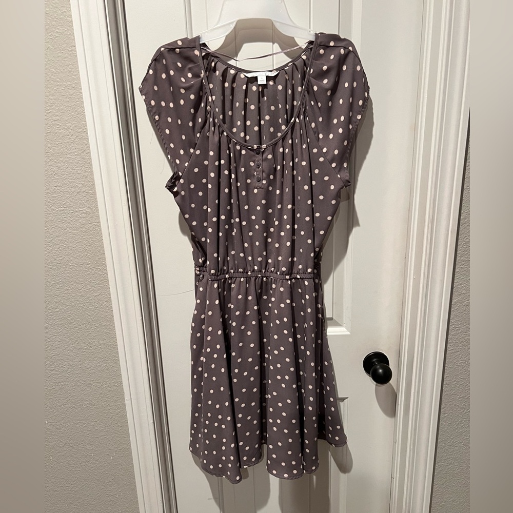 LC Lauren Conrad gray and Cream Polka Dot Dress women’s xl